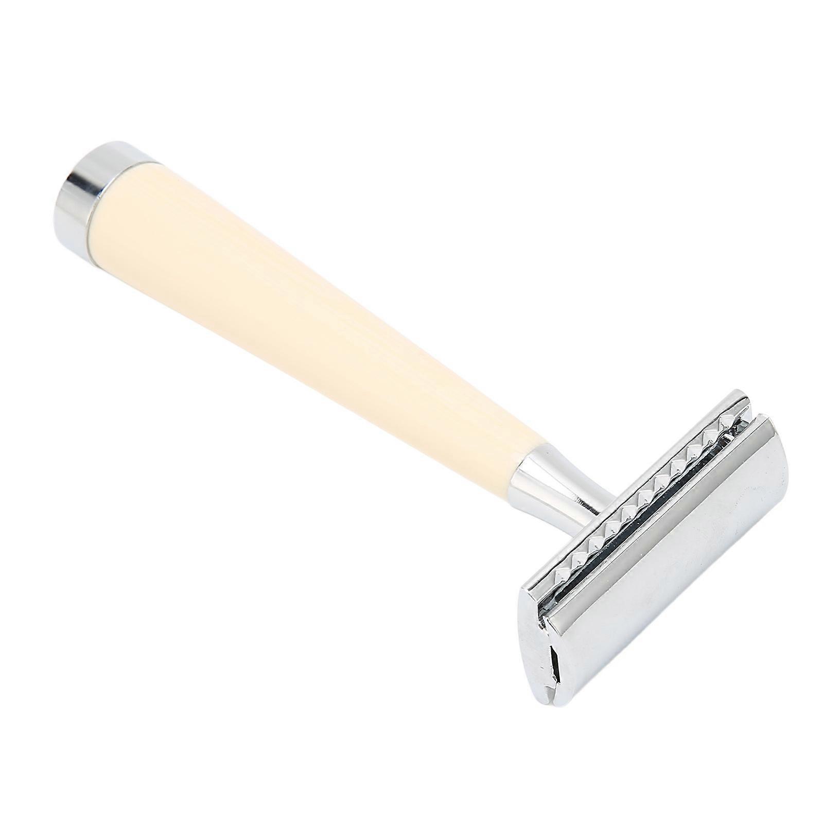 Manual Razors Fast Shave High Safety Double Edged Stable Sliding Easy to Use Long Handled Razors for Home Barber SalonBeige