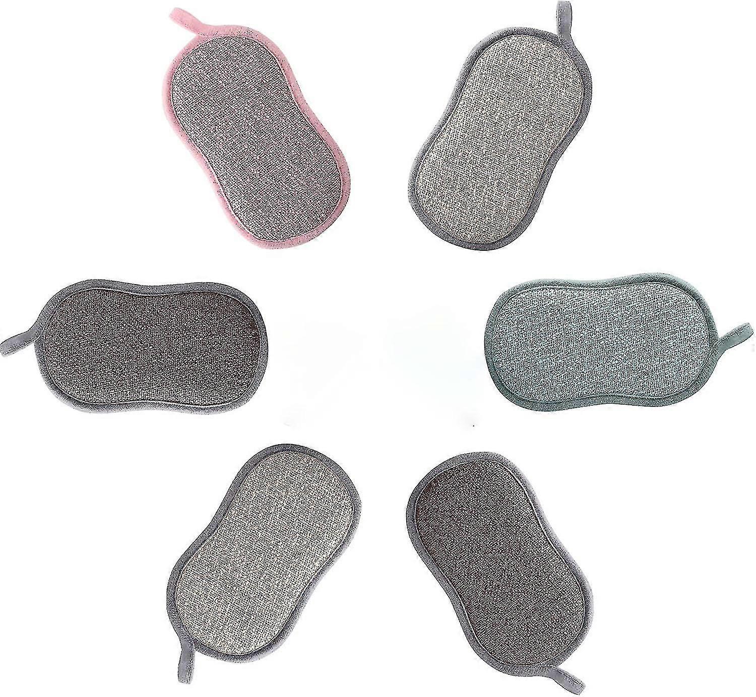 6 Pieces Reusable Sponges Washable, Double -sided Sponge