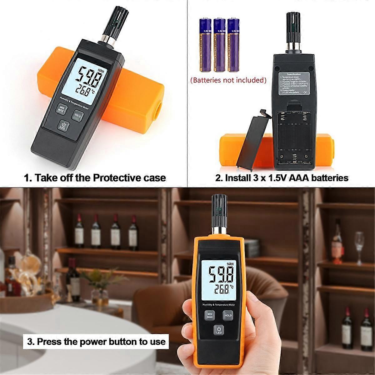 Inductive Digital Temperature and Humidity Meter Measurement Range 0-100%RH,-20-80 Temperature Hum