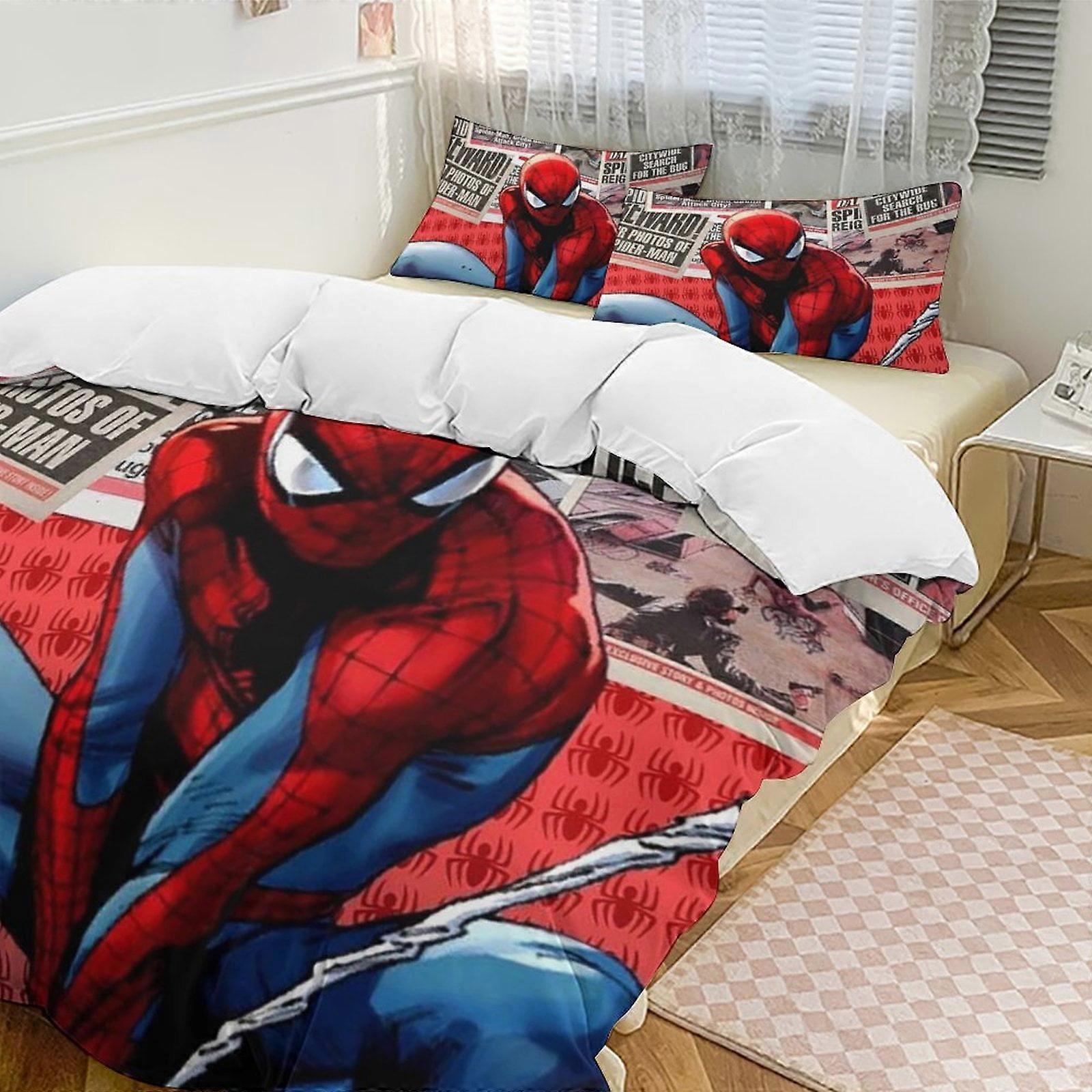 Zm661 Spider-Man 3-Piece Twin Bed Set - Includes 1 Single Quilt And 2 Pillow Cases Bedding - Fade Resistant Microfiber Lc661