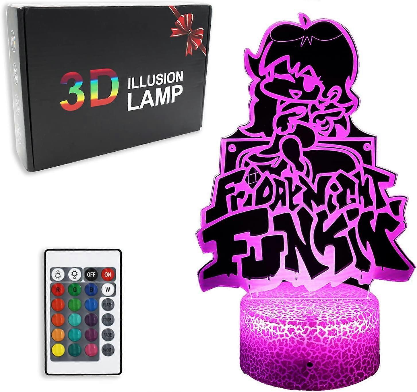 FNF Friday Night Smart Night Lights, 3D Illusion 16 Colors Table Lamp with Touch & Remote Control