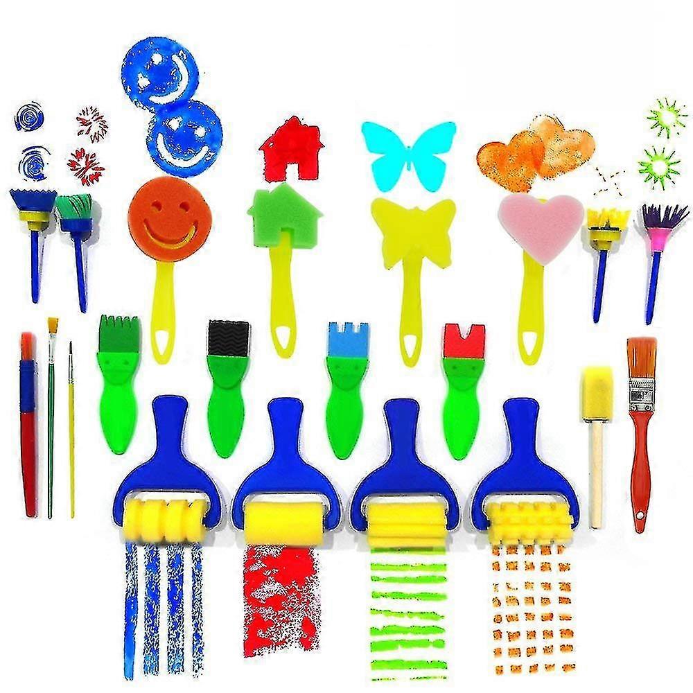 21pcs ילדים אמנות מברשות ספוג פרח לציור ערכות ציור כיף