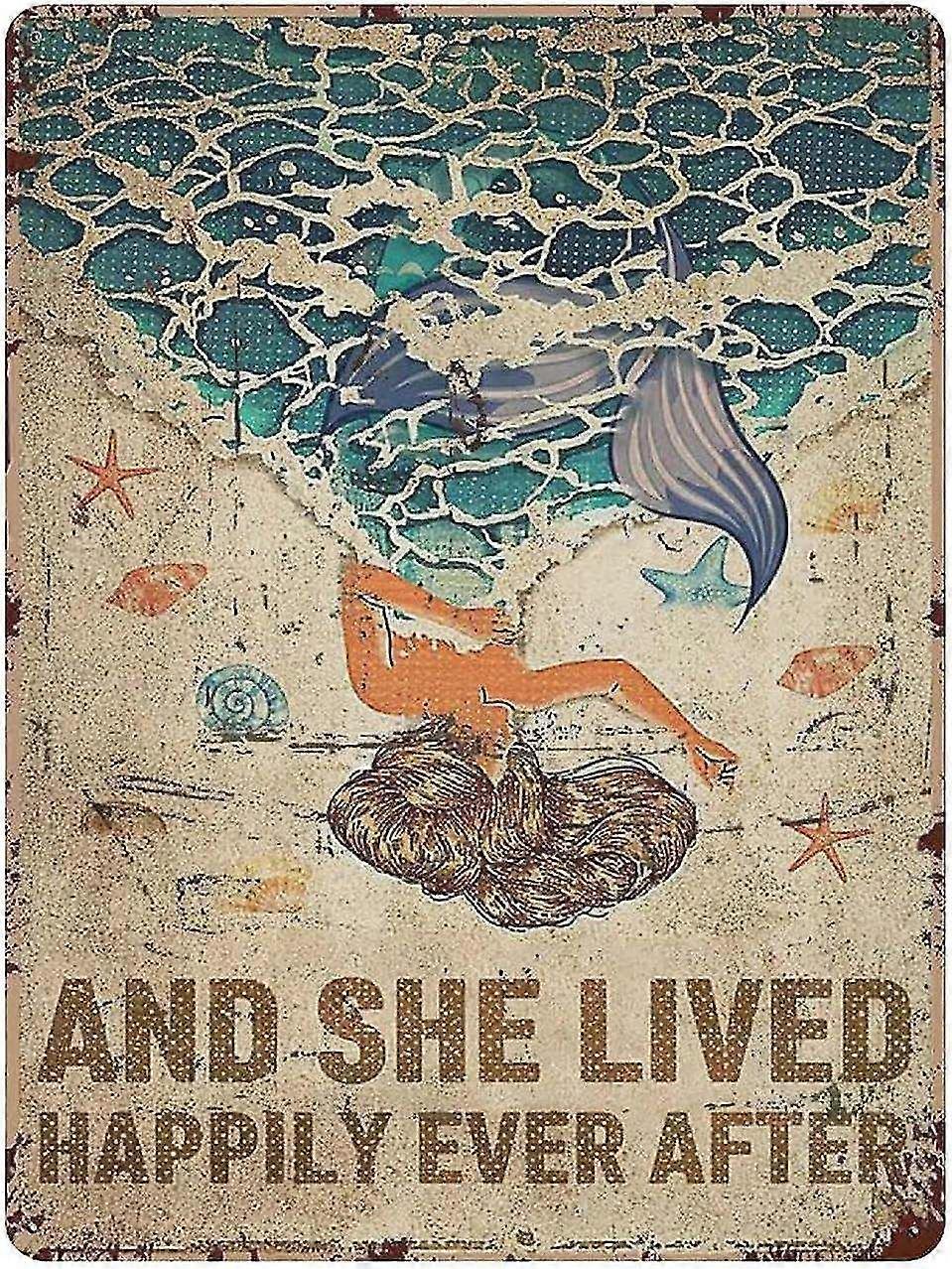 Placa de Lata de Banheiro Sereia Divertida Decoração de Metal 8x12 Polegadas OU 12x16 Polegadas Modo 1534