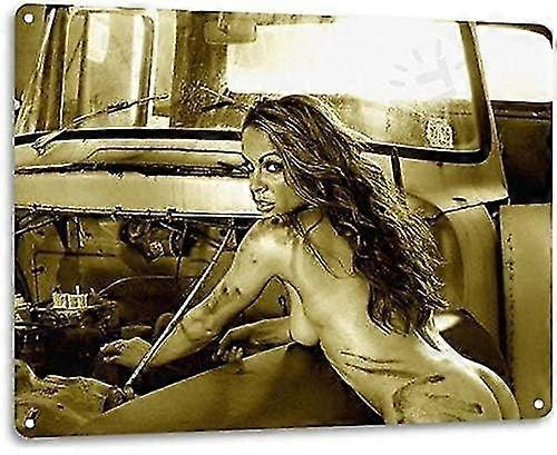 Sexy Militar Girl Pin Up Metal Parede Tin Sign Poster Guerra Tin Sign 8x12 polegadas OU 12x16 polegadas Modo 4120