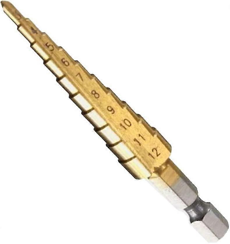 1/4 Hex Handle Mini Drill Bit Titanium Coated Step Drill Bits Wood Pcb Metal Drill Bit Drilling Tool 3-12mm
