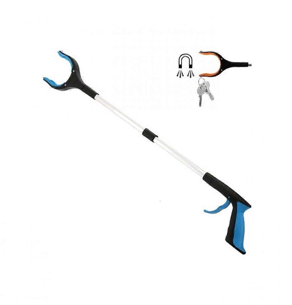 81cm Object Picker with Magnetic Tips, Upgraded Blue Aluminum Alloy Trash Grabber, Foldable Extension Rotating Rubber Pickup Grabber, for Picking Up T