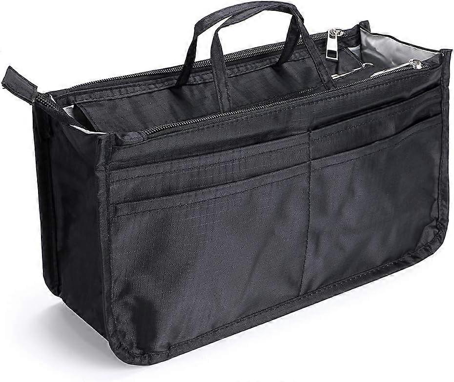 Printed Insert Handbag Purse Organizer (Black)