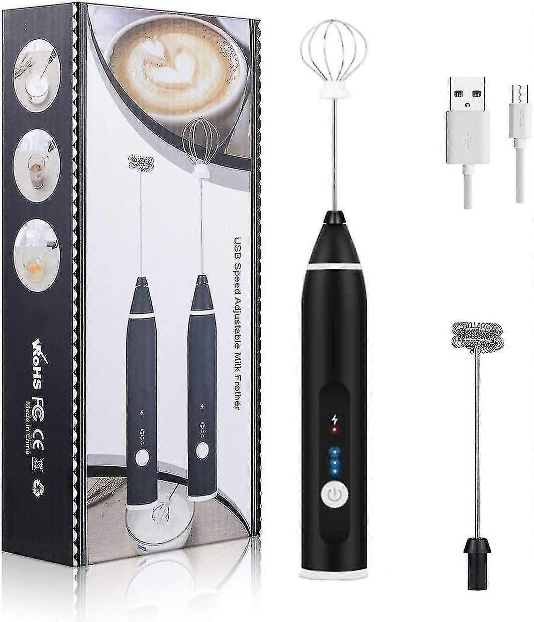 Electric Milk Frother Handheld Foam Maker Usb Egg Beater Rechargeable Drink Mixer With 3 Speeds Suit
