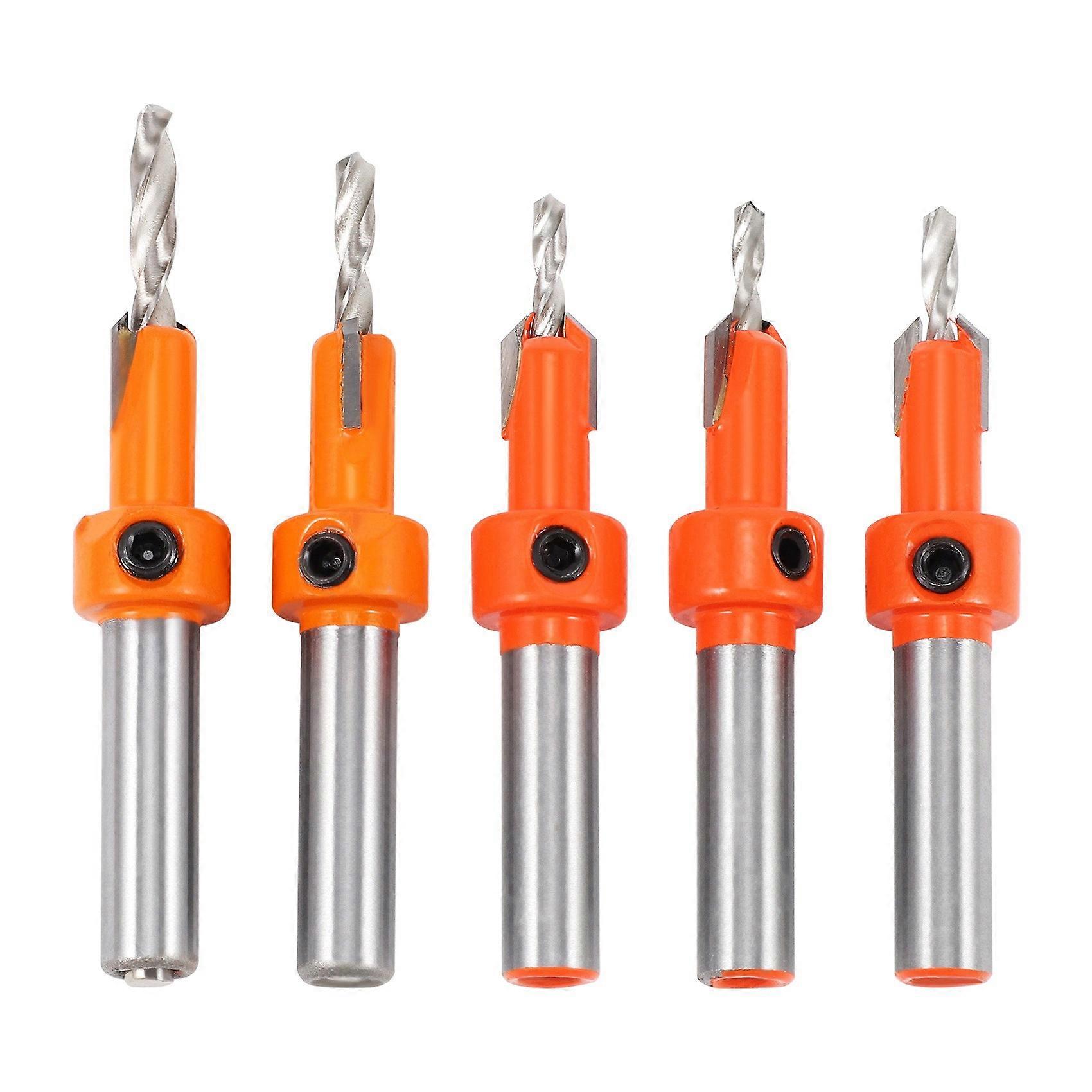 5Pcs Wood Hole Drill Bit, 8MM Shank Countersink Drill Bit Router Bit, Wood Working Counter Sink Drill Bit Set Skrue Cutter