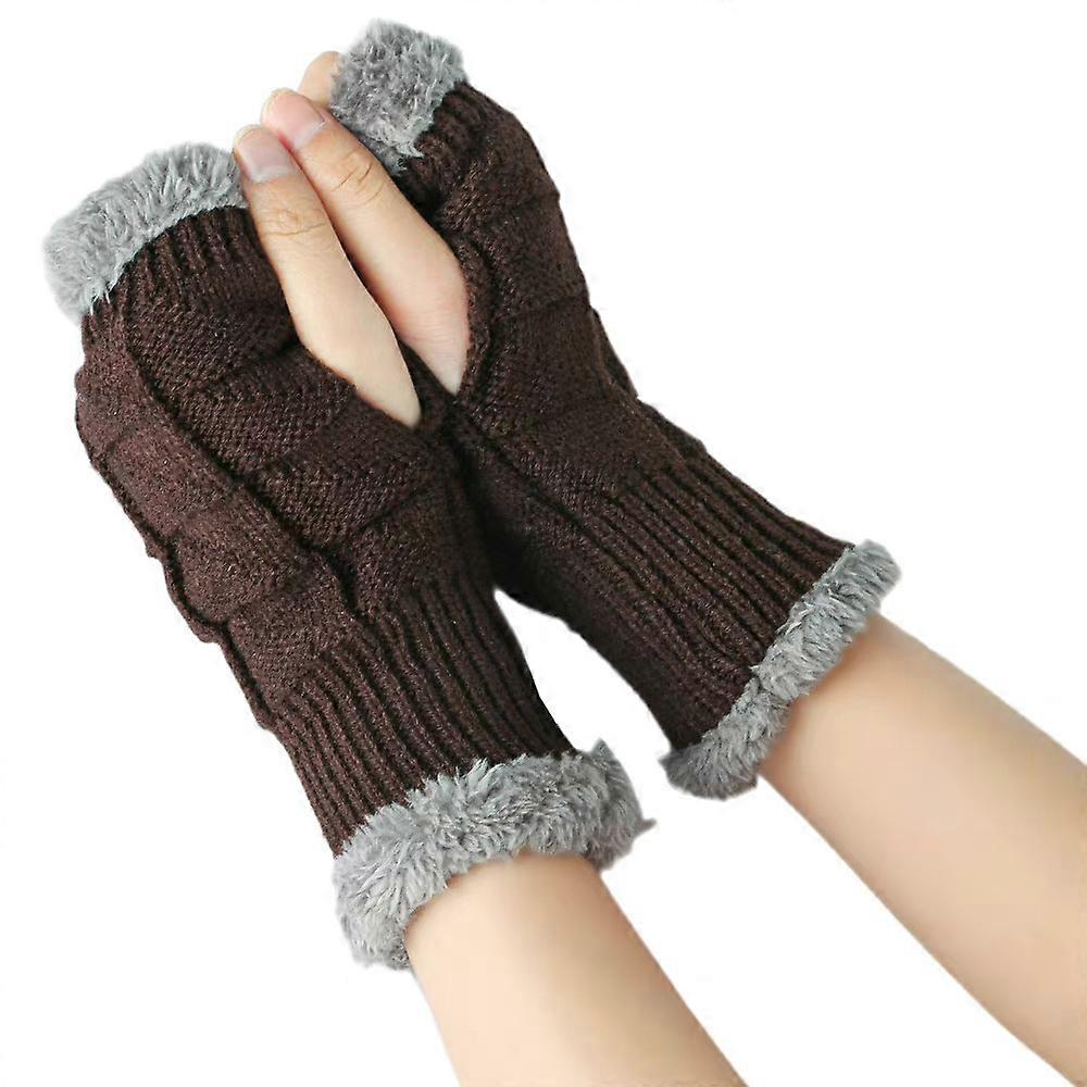 1 Pair Fingerless Arm Wrist Warm Winter Fuzzy Knitted Gloves Hand Warmer Mittens Gift