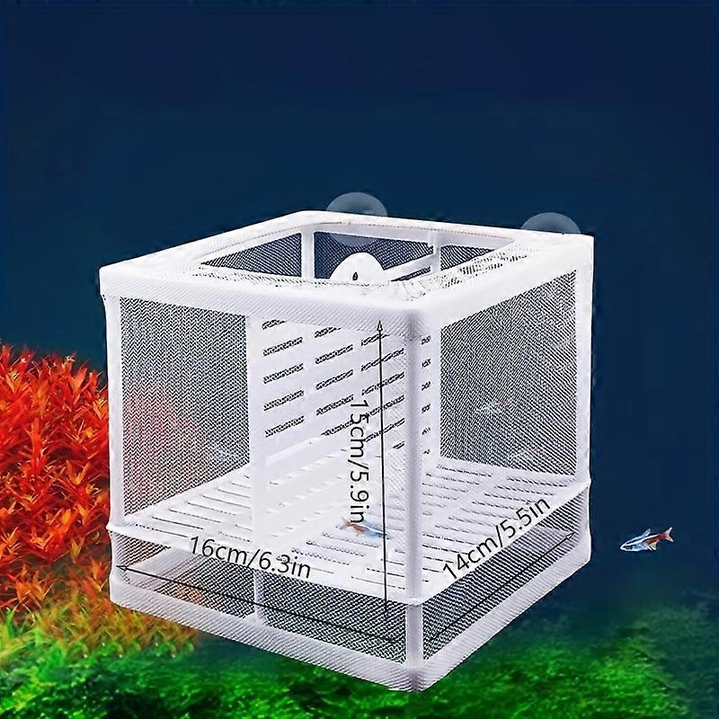 "Growth Guard" Large Aquarium Breeder Isolation Box With Suction Cups - Durable Plastic Frame, Rectangular Fish Hatching & Incubation Net For Juvenile