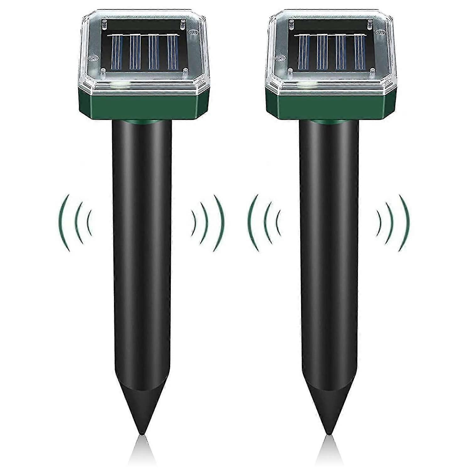 2pcs Solar Mole Repellent Ultrasonic For Get Rid Of Mole, Gopher, Snakes, Vole And Other Underground Pest Control
