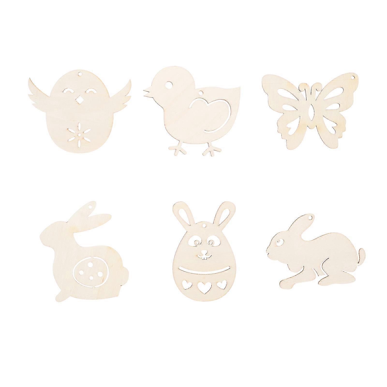 30pcs Easter Wooden Decors Easter Theme Pendants Hanging Decors (random Style)