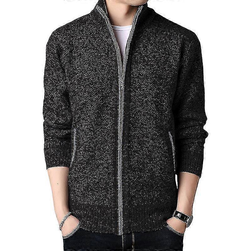 Men Full Zip Knitted Cardigan Open Front Autumn Jacket Sweater Coat