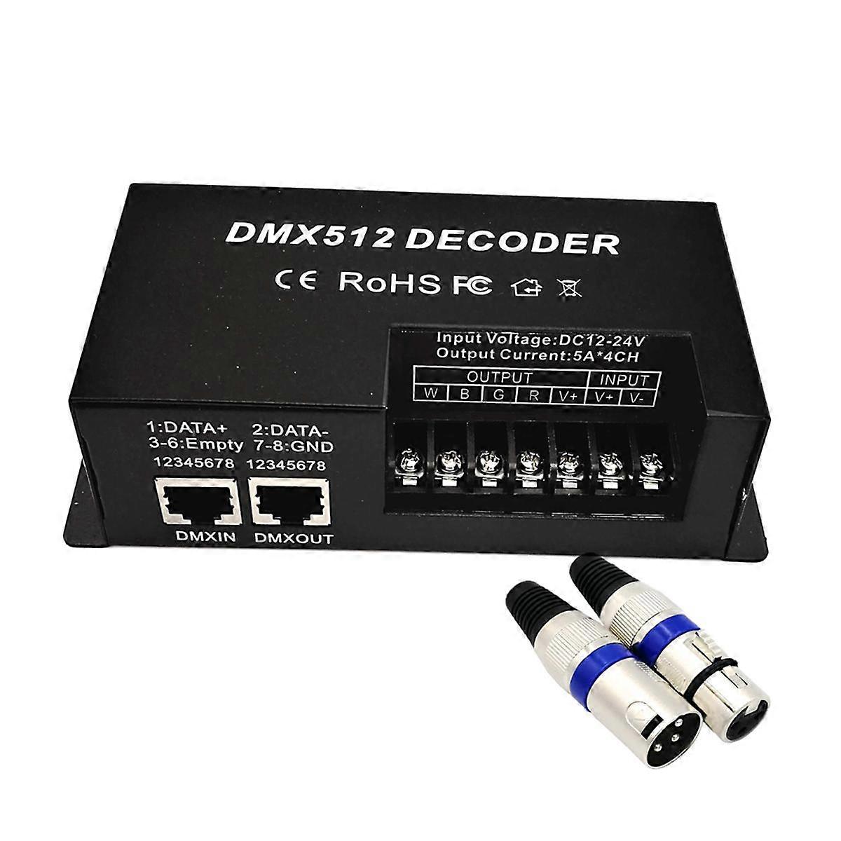 DMX 512 4 Channel Decoder Stage LED Lighting Controller PWM Dimmer Driver 30A Input DC12V-24V RGB L