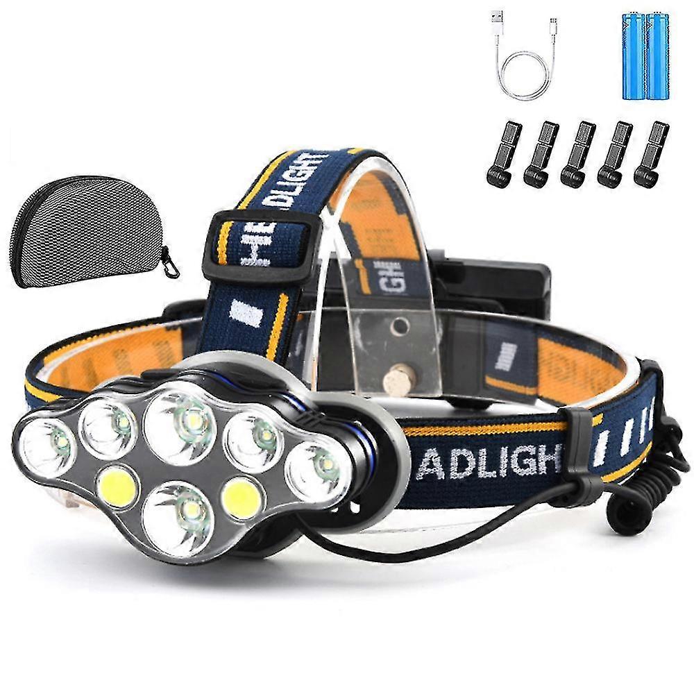 8led Outdoor Strong Light Head-mounted Torch Usb Charging