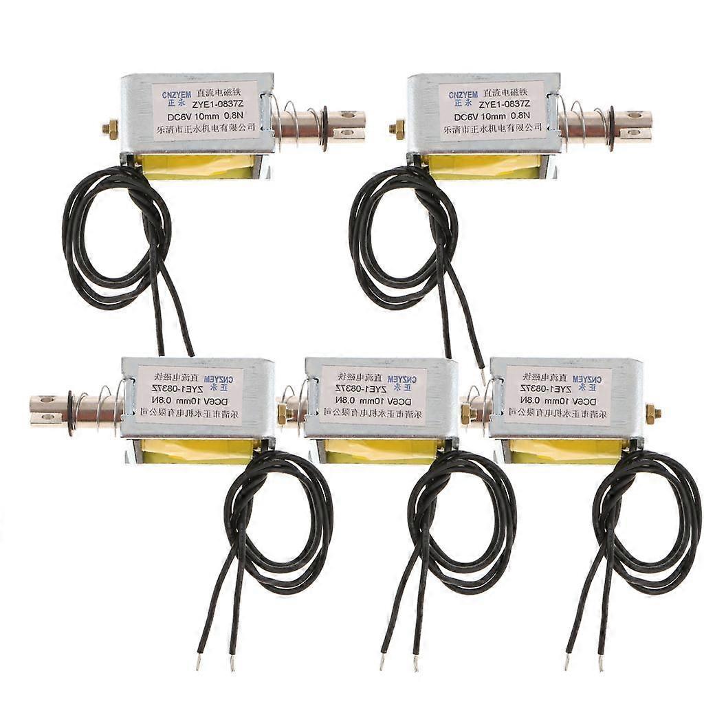 5Pcs Push Pull Type Open Frame DC Solenoid Electromagnet 6V 10mm 0.8N