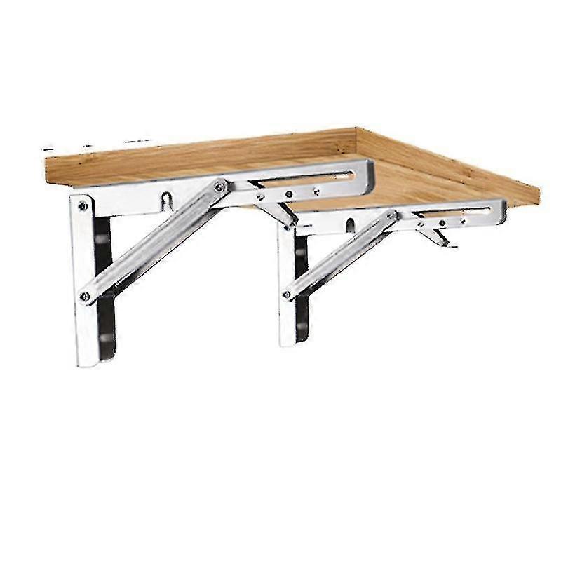 8-12" Folding Shelf Bracket, Heavy Duty Stainless Steel Foldable Wall Mounted Shelf Bracket, Suitable For Diy Various Space-saving Workbench With Inst