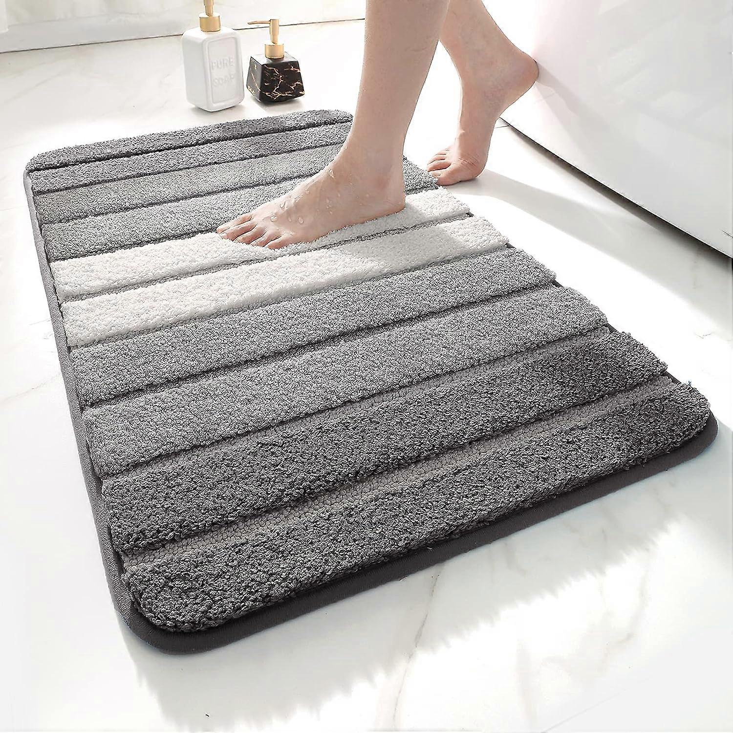 Non-Slip Bath Mat, Extra Soft Bathroom Rug, Machine Washable, Water Absorbent, 50 x 80 cm, Gray