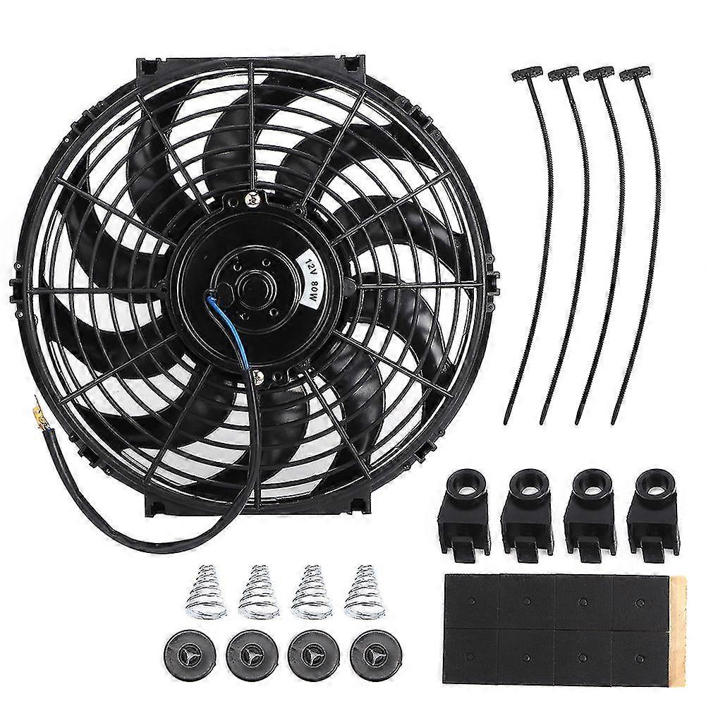 12in Universal Slim Radiator Cooling Fan Thermo 12V with Mounting Kit ...