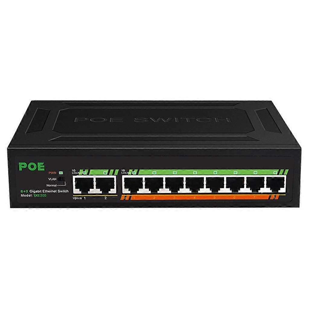 8 Port Gigabit PoE Switch + 2-Uplinks Excellent Data Transmission Performance