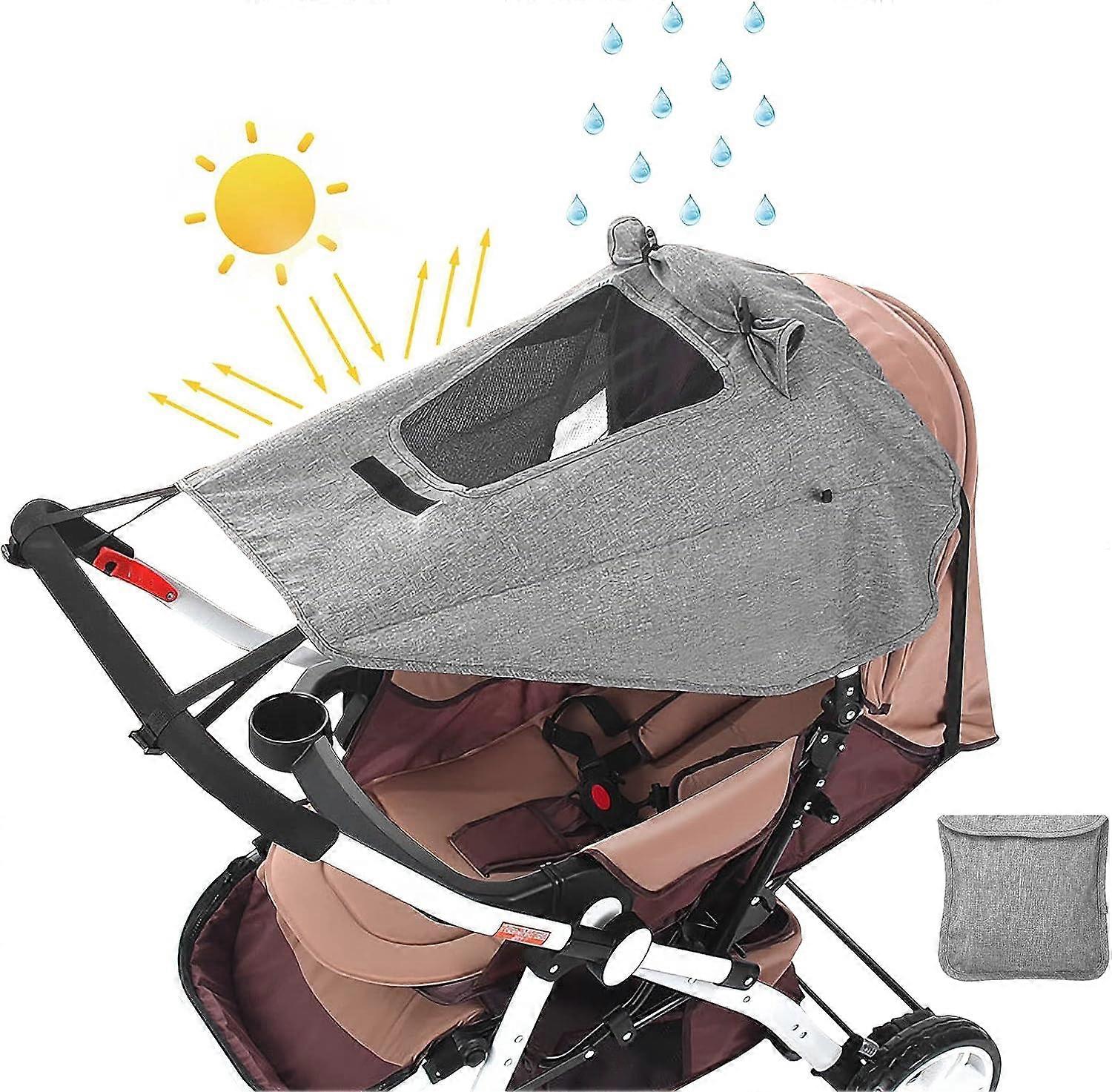 Sun Shade for Stroller, Canopy Sun Shade for Pram Carrycot, UV 50+ Adjustable Sun Protection Bassinet with Storage Bag