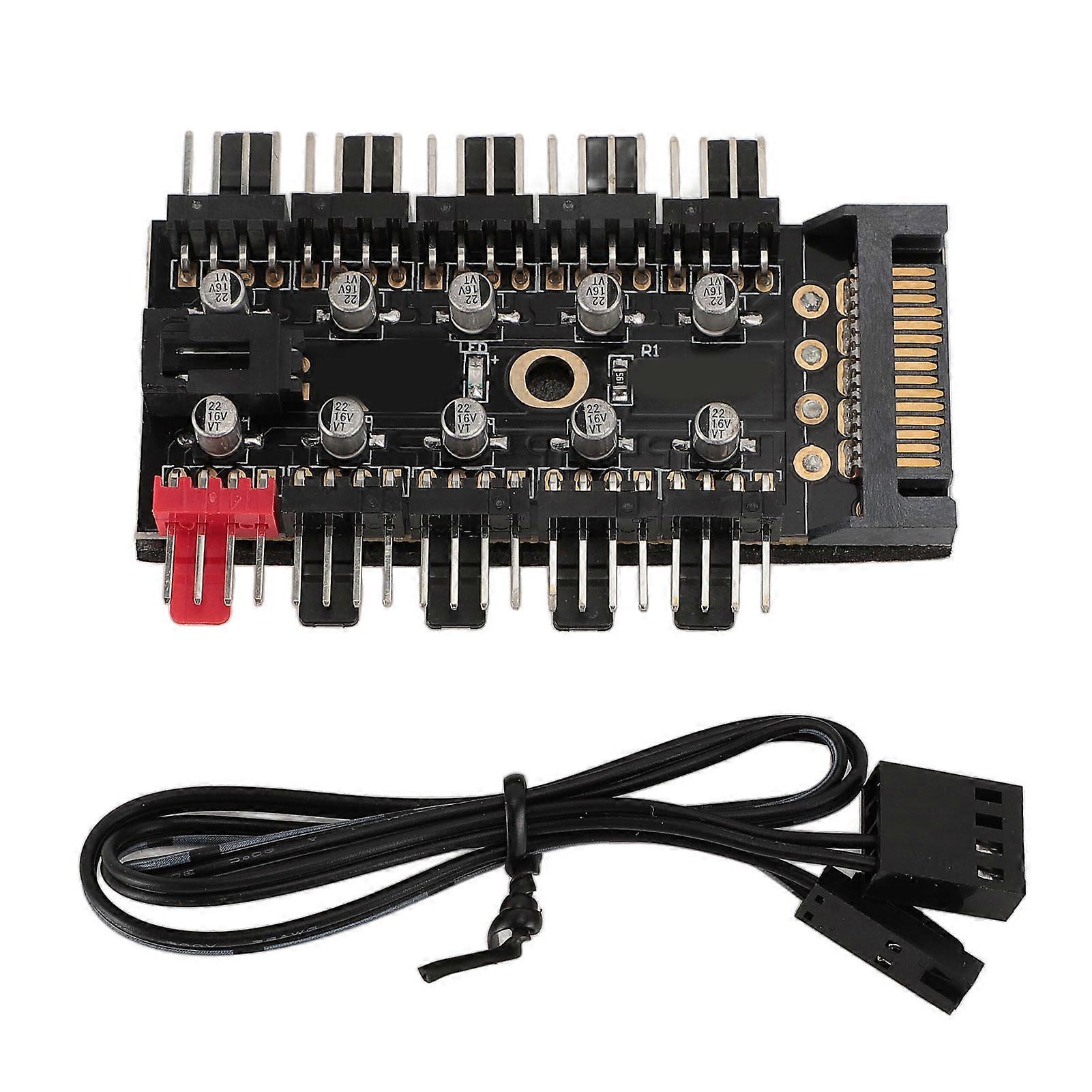10 Port 12V 4 Pin PC Chassis Fan Hub CPU Cooling Fan PWM Hub for Computer Motherboard Serial ATA Power Supply