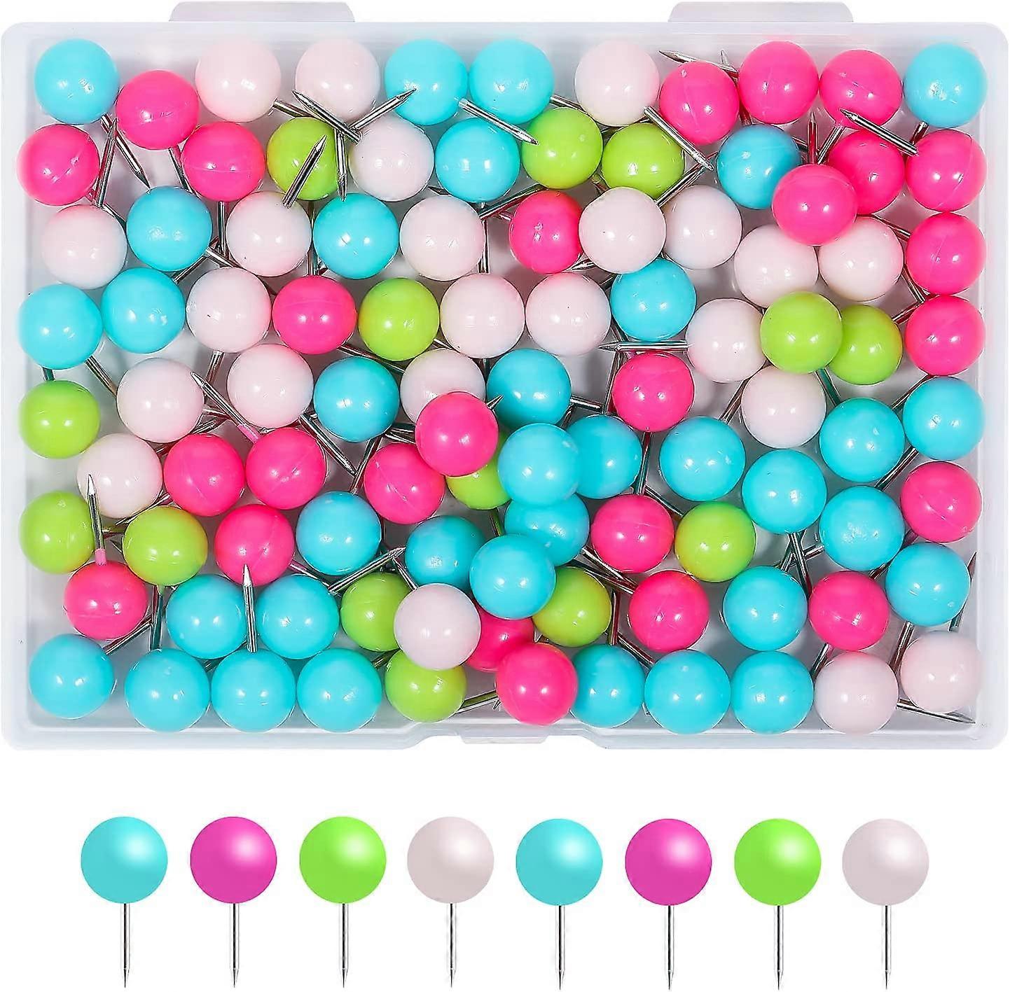 100Pieces Candy-Color ThumbtacksPlastic Push Pins Round Head Thumb TacksMap Push Pins for MapBulletin Board Cork BoardandFabric Marking (4 Colors)