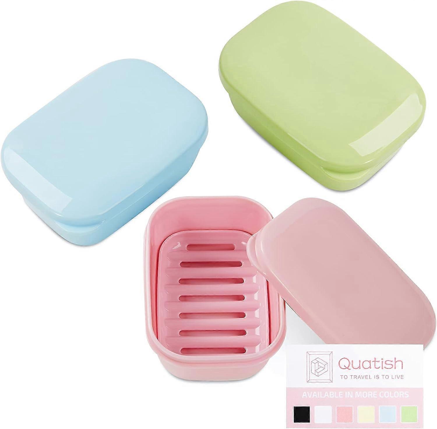 Soap Holder 3 Pack, Travel Soap Container with Lid, Portable Bar Soap Case, Leakproof Soap Box with Perforations