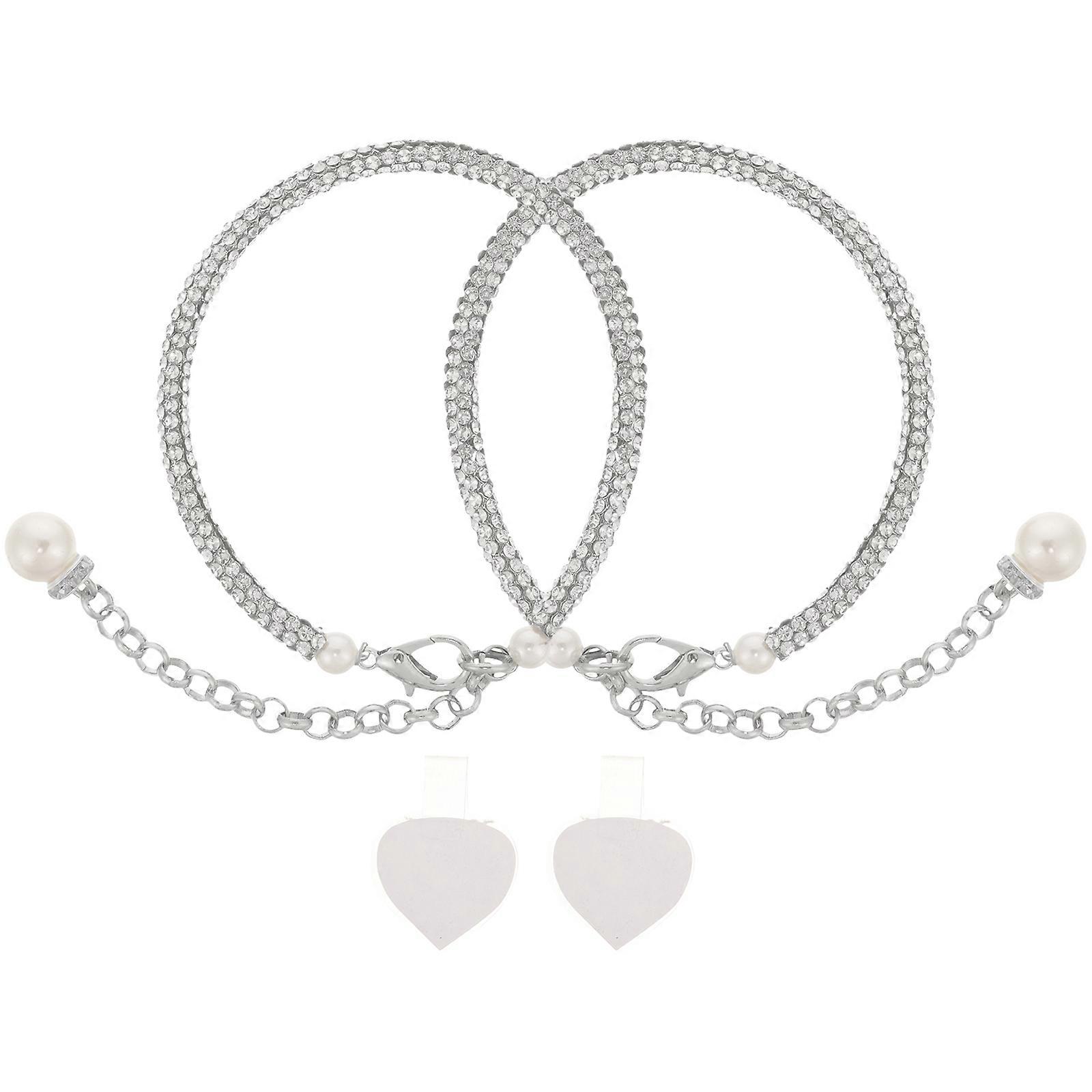 1 Pair Heel Straps Replaceable Heel Shoe Chains Rhinestone Straps High Heel Supplies