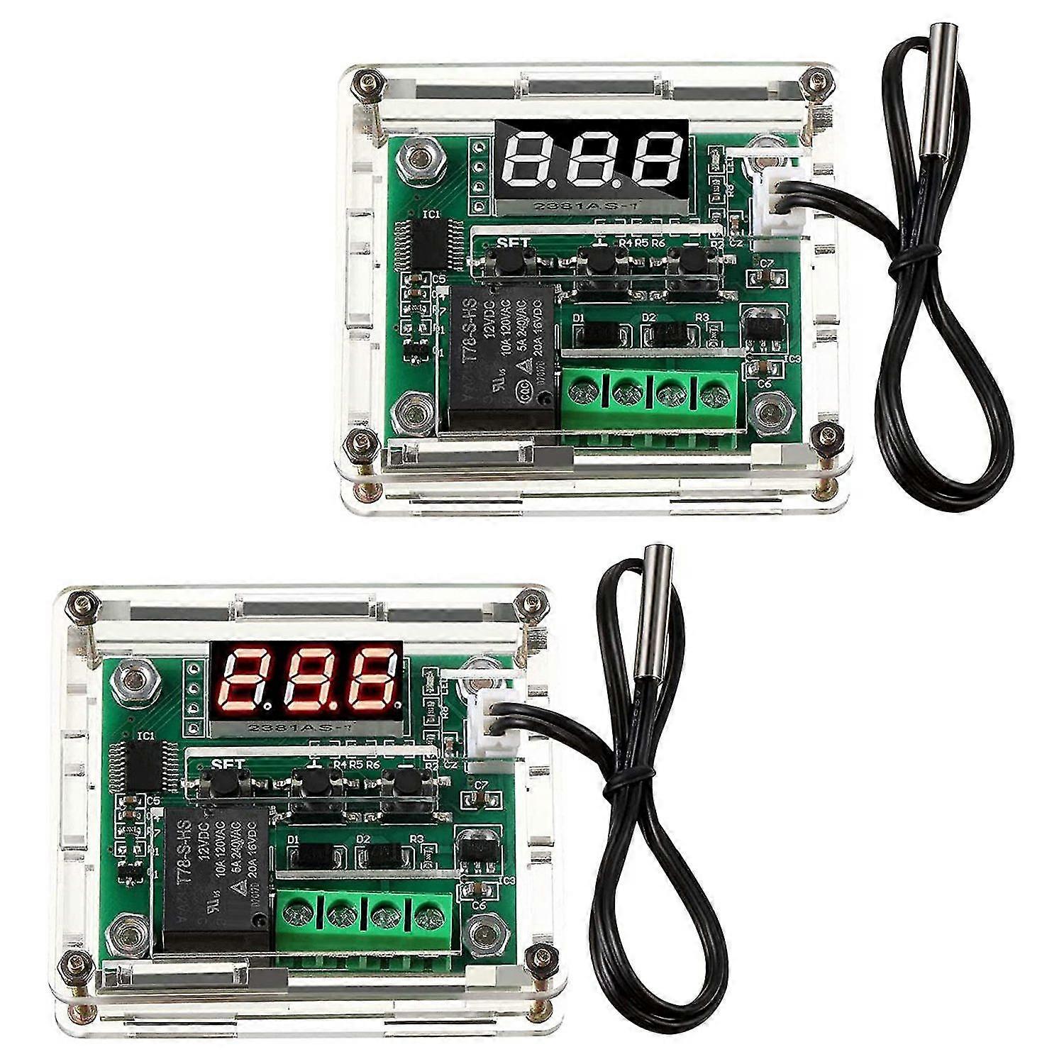 2pcs Xh-w120912v Dc Digital Temperature Controller Board Led Display Digital Thermostat Module With