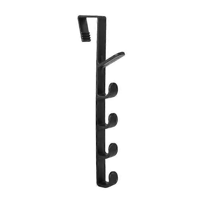Household multi-function five-segment hook storage hook rack home room wall hook, black