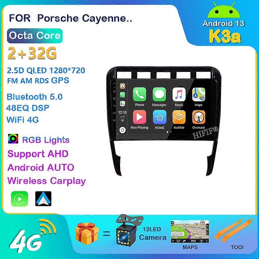 Carplay 2DIN Android 13 Autoradio für Porsche Cayenne 2002-2010 WIFI GPS Navigation FM Bluetooth Auto Multimedia Player Head Unit