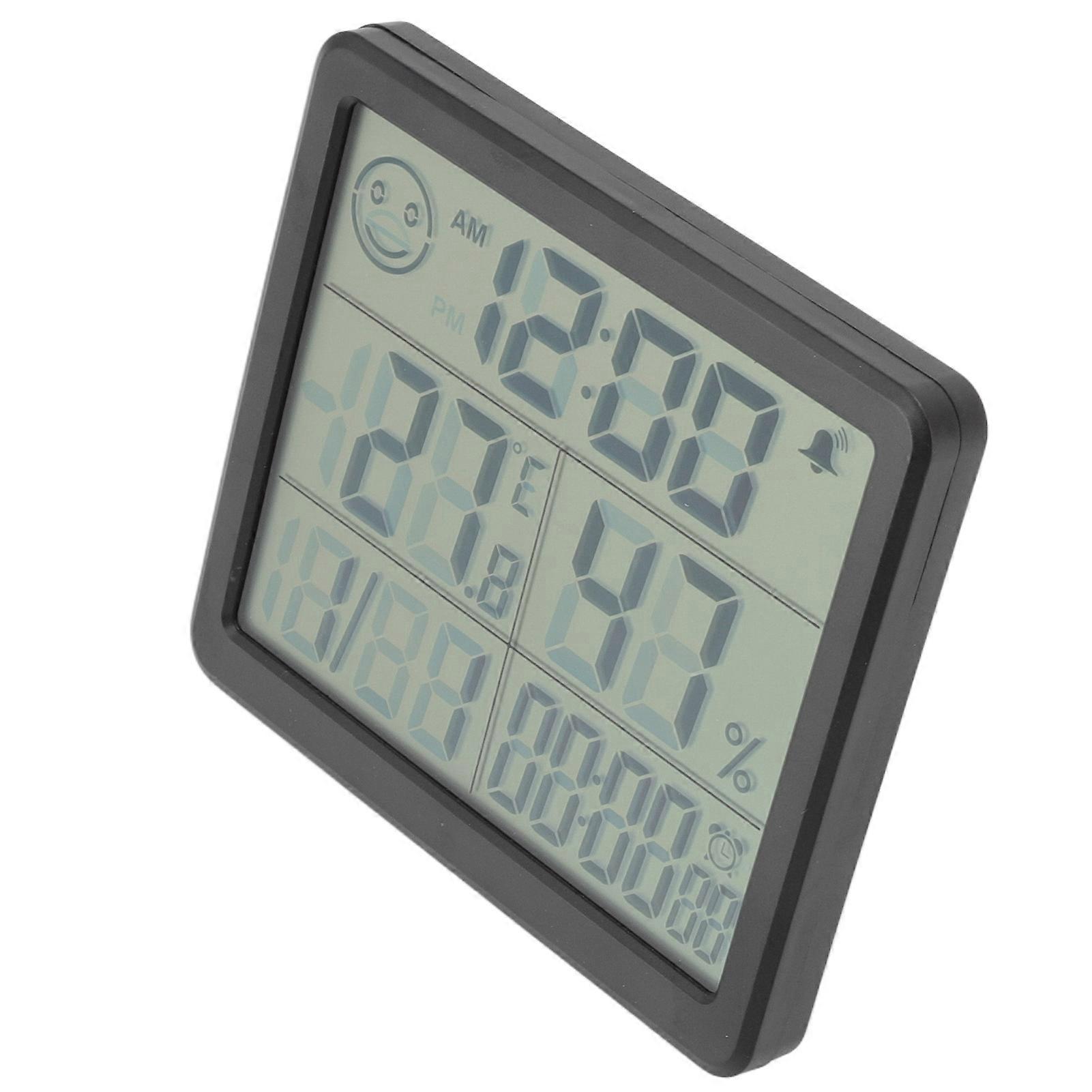 Digital Thermometer Hygrometer Alarm Clock Sensitive Induction High Accuracy Electronic Hygrometer with 5in LCD Screen，Home Hygrometer(black)