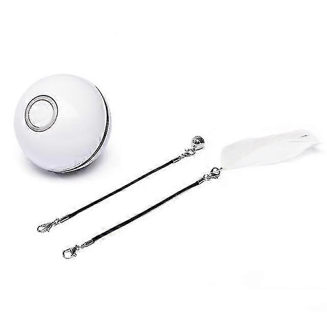 Smart Interactive Cat Toy Colorful Led 360 Degree Self Rotating Ball With Bell And Feather Usb Rechargeable Cat Kitten Ball Toy
