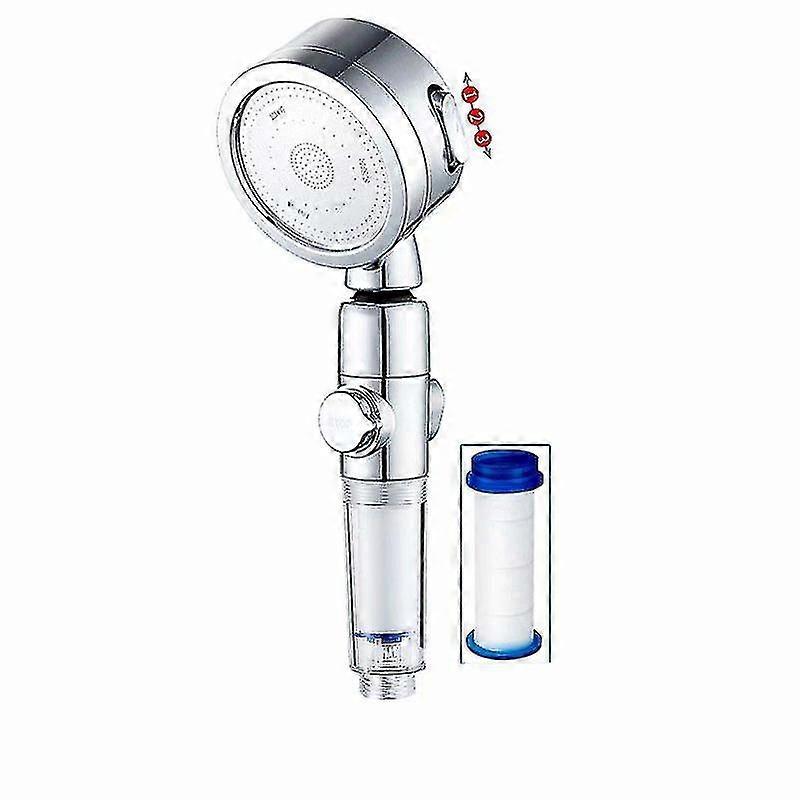 Shower Head, Pressurized Shower, Handheld Shower Head (Silver Plated Shower Head, Transparent   + Filter Element)