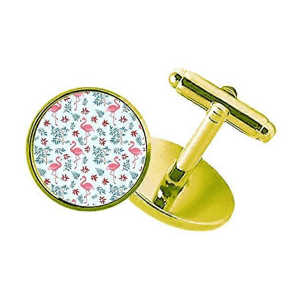 フランゴパターントロピカルsスタッズ付きビジネスメタルカフスボタンゴールデン