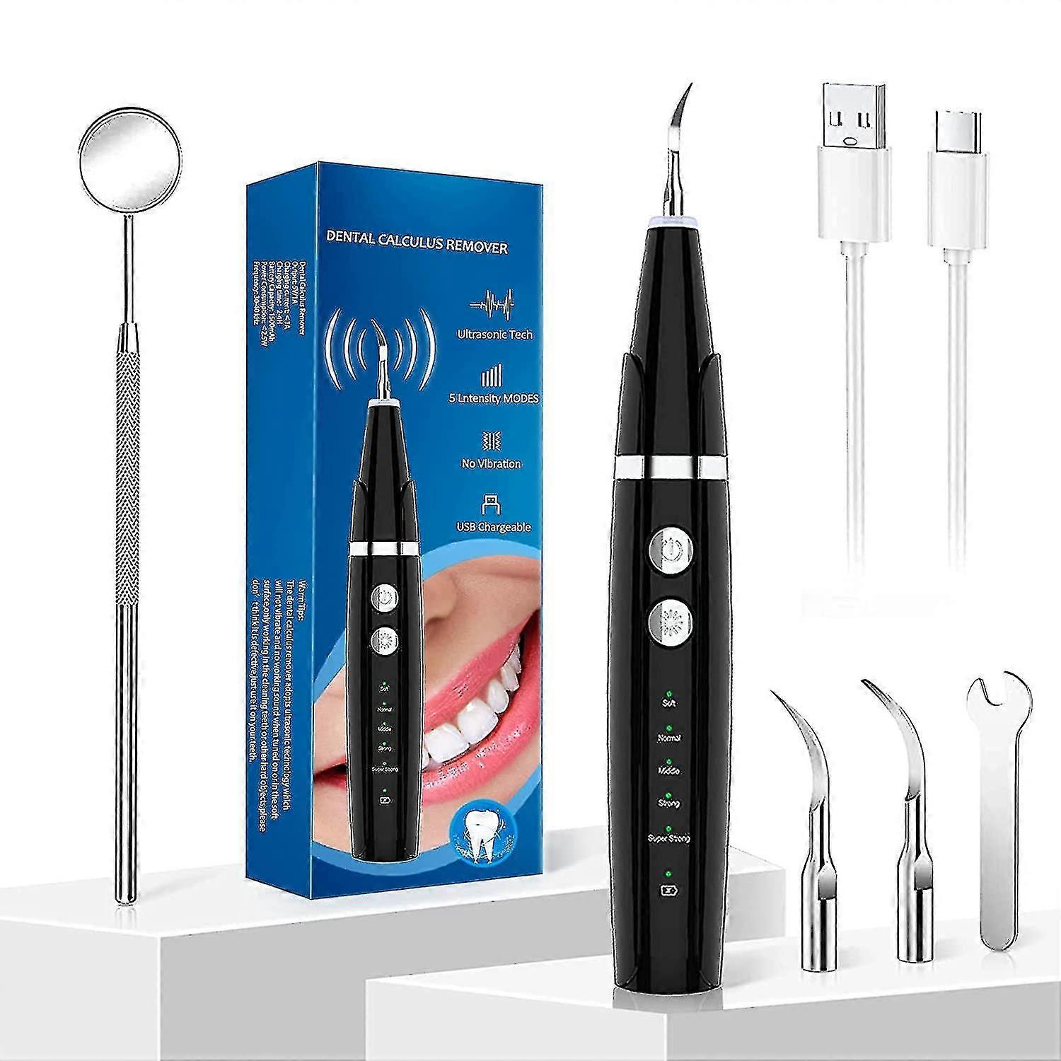 Plaque Remover For Teeth,electric Teeth Cleaning Kit With Led Light,tooth Cleaner Tartar Remover For Teeth With 5 Adjustable Modes And 2 Replacement H