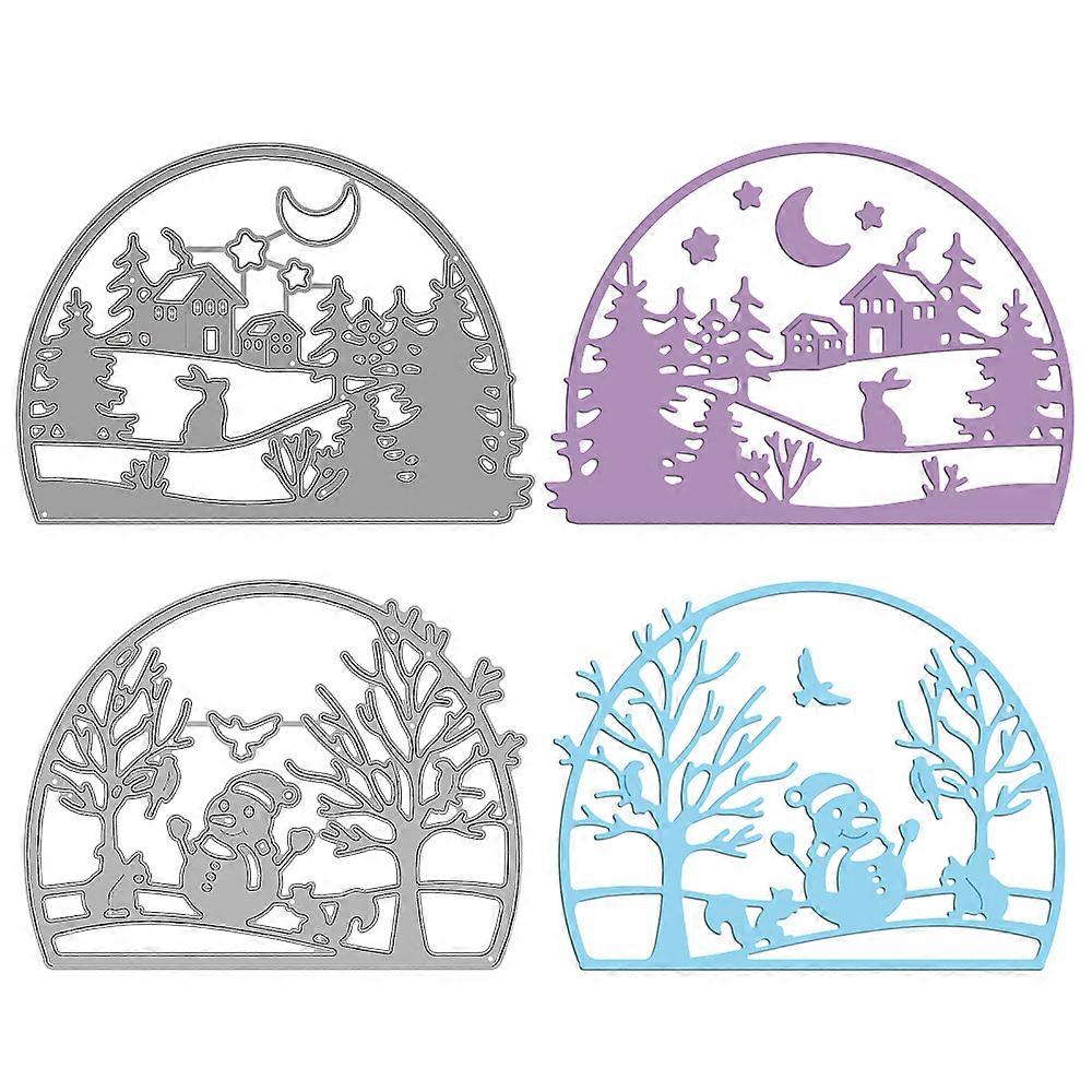 2Pcs 2 Style Christmas Theme Carbon Steel Cutting Dies Stencils for DIY Scrapbooking/Photo Album Decorative Embossing DIY Paper Card 1pc/style