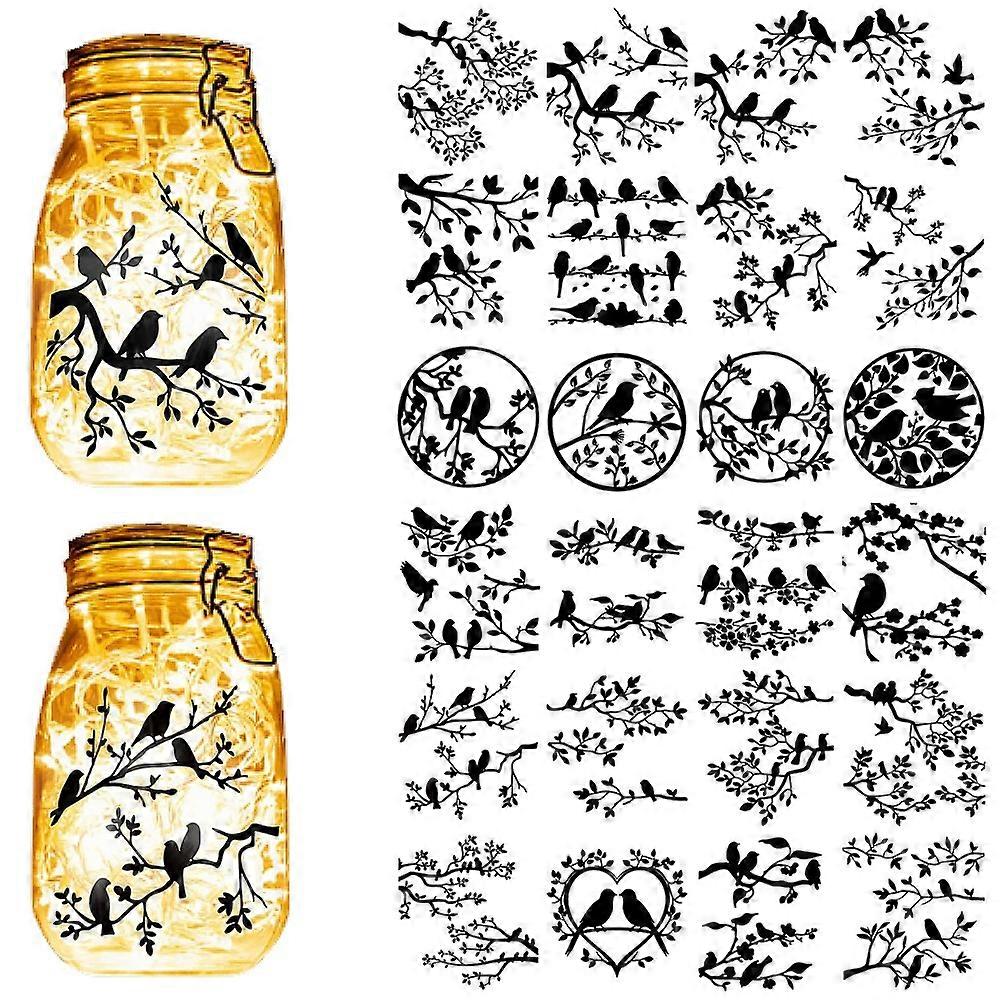 PVC Lamp Film for DIY Colorful Light Hanging Lamp Frosted Glass Jar Bird 100x90mm 24pcs/set