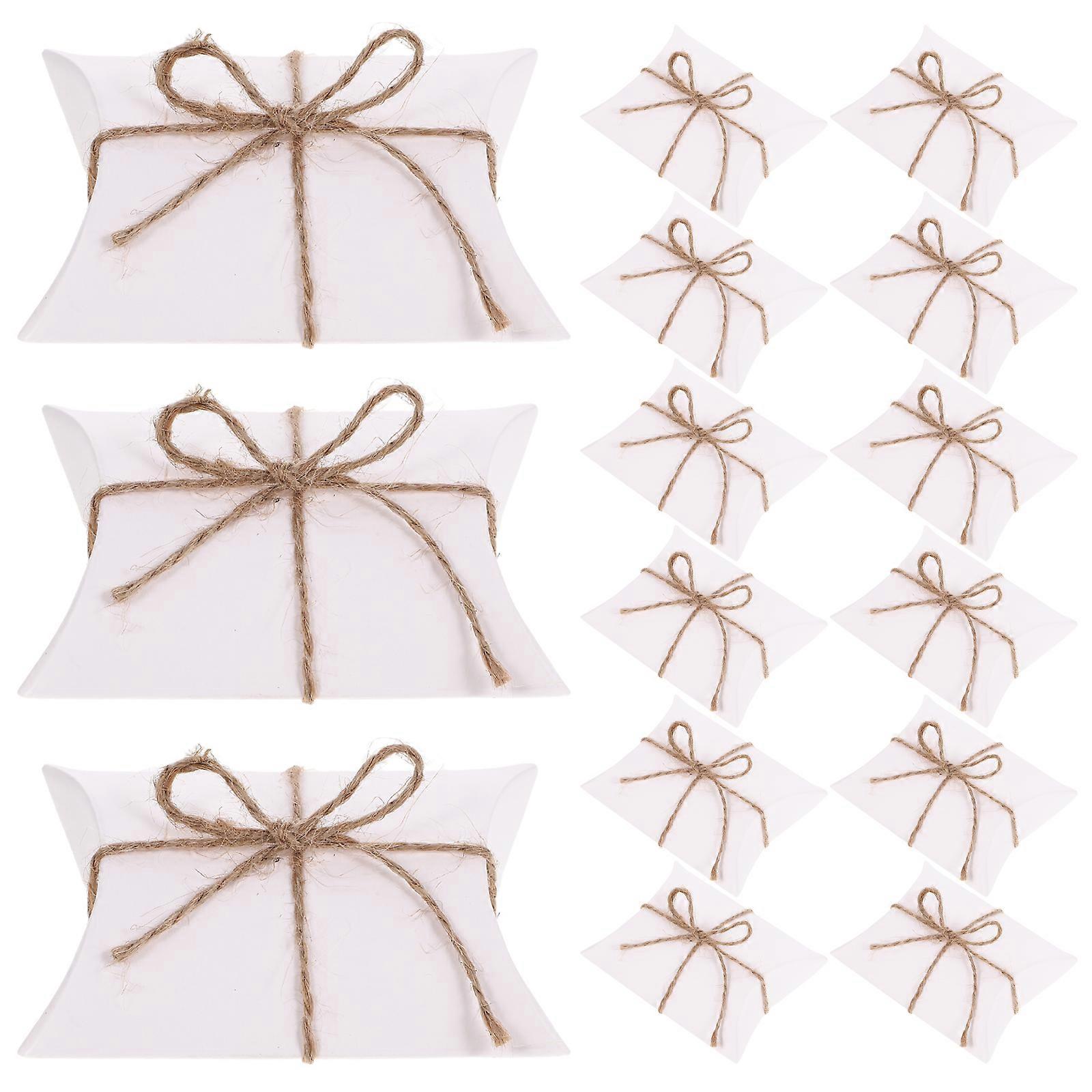 50 pcs Paper Pillow Boxes Small Gift Boxes Candy Packaging Boxes Gift Wrapping Boxes with Ropes