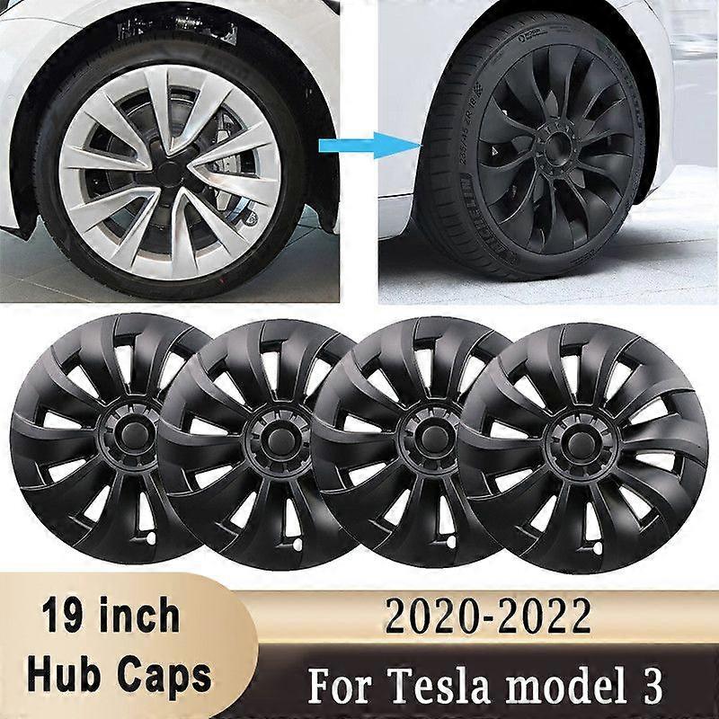4pcs 19 אינץ 'כובעי רכזת הגנה על גלגלים עבור טסלה דגם 3 2020-2022 כיסוי רכזת טבעת רכב רכב קישוט צמיגים חיצוני