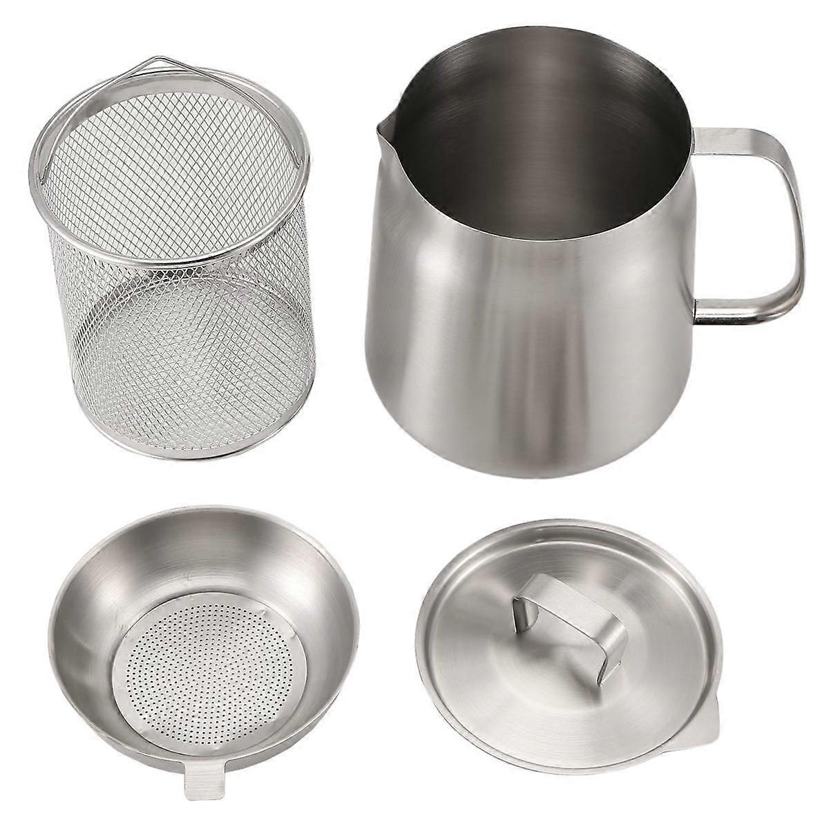 2-In-1 Multifunctional Oil Strainer Pot Stainless Steel Versatile Oil Filter Vessel Oil Filter Pot