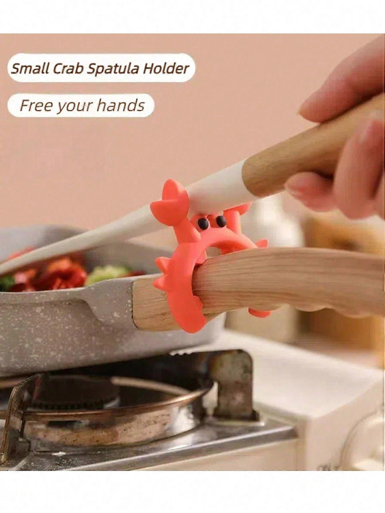 1pc/2pcs Silicone Pot Holder Rack, Kitchen Stove Anti-Spill Ladle Stand, Cookware Storage Utensil Holder, Crab Shaped Cute And Practical Pot & Ladle S