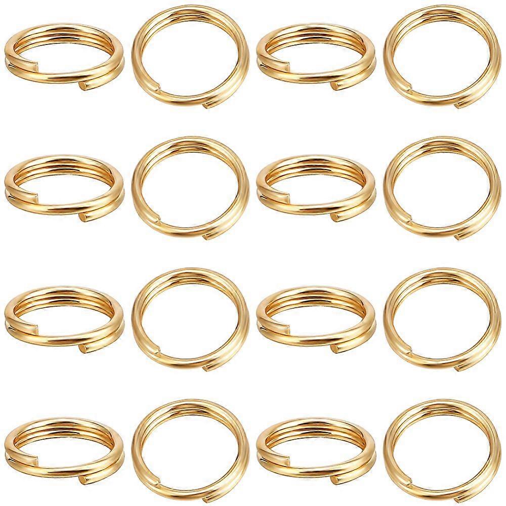 200Pcs 304 Stainless Steel Split Rings Double Loop Jump Rings Flat Round Real 18K Gold Plated 8x1.7mm Inner Diameter: 6mm