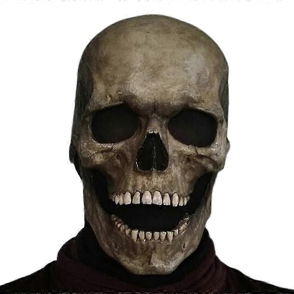 Halloween Scary Moving Jaw Skull Mask Full Head Skeleton Mask Party Horror Cosplay Prop Fancy Dress Up