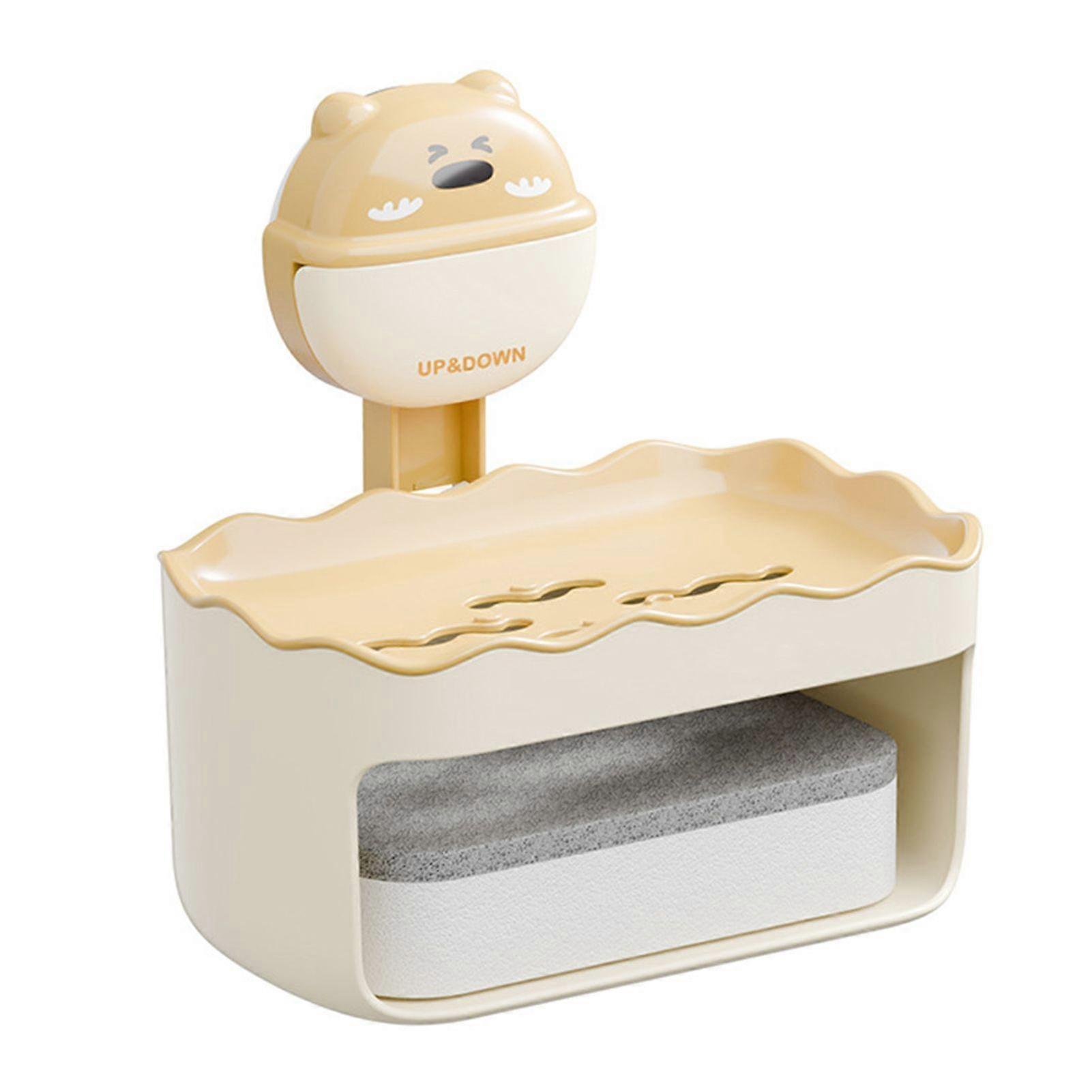 Suction Cup Soap Dish Wall Hanging Storage Box Cartoon Shape Double Layer Easy to Install Powerful Vacuum Suction Soap Holder
