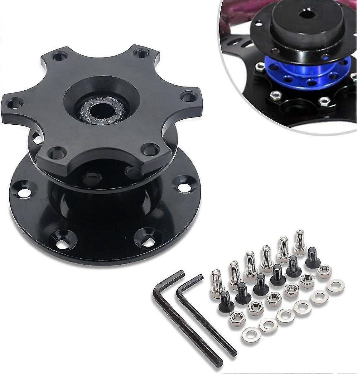 Rattnav universal 6-håls snabbkoppling Snap Off rattnav adapter Race/rally/motorsport (svart)