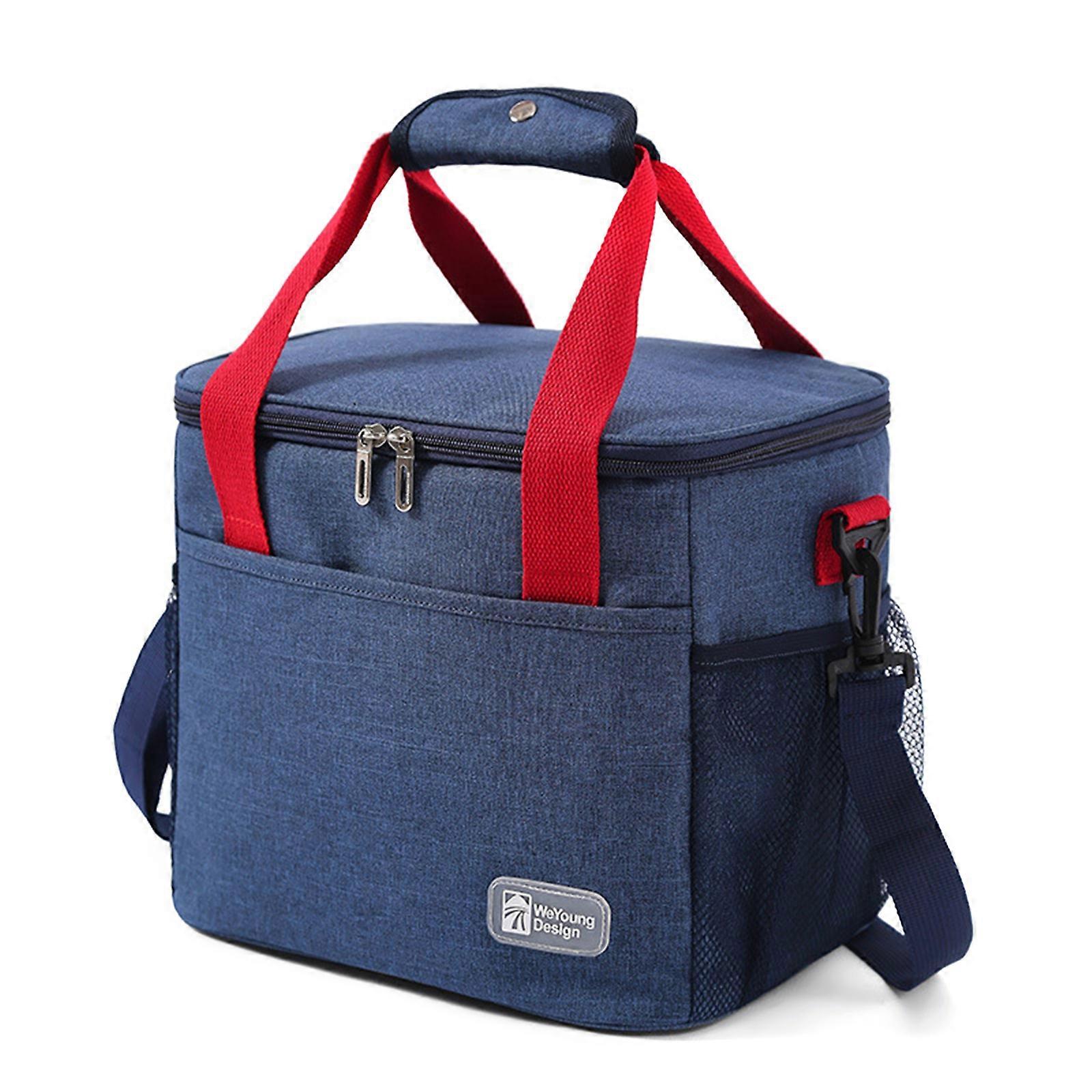Portable Insulation Bag Reusable Insulated Lunch Box Large-Capacity Picnic Bag Lunch Bag Office Worker Student Lunch Bag navy blue