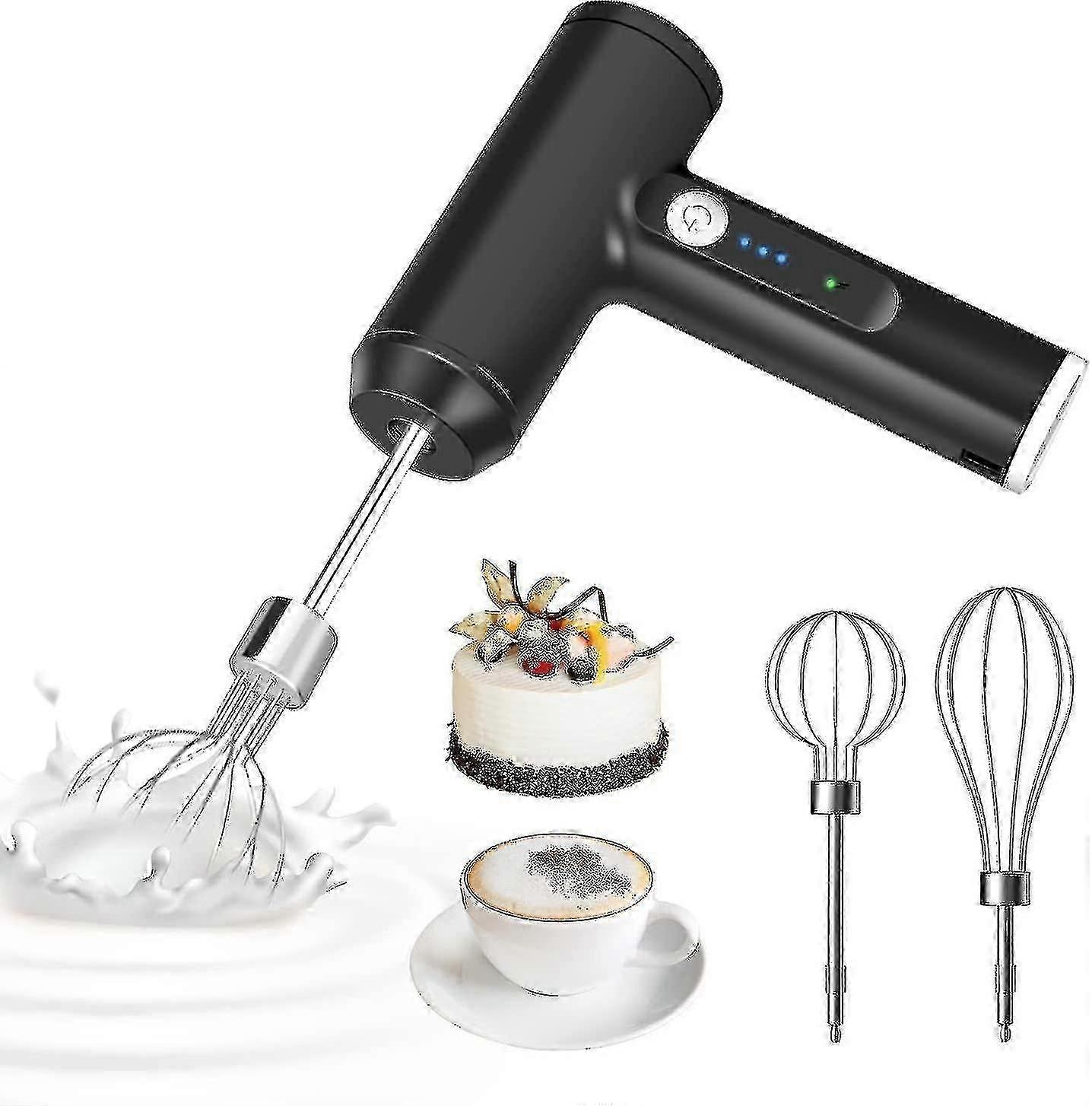 Cordless Electric Whisk, Electric Whisk, 3 Beaters 3 Adjustable Speeds